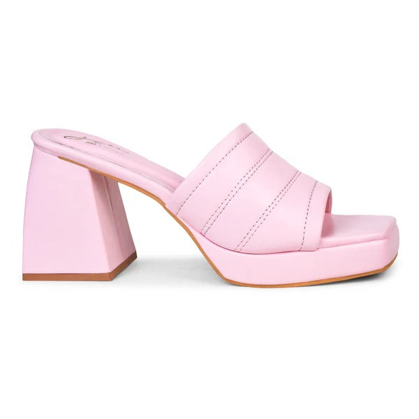 Women Pink Block Heel Sandals | Stylish Open Toe Platform Heels