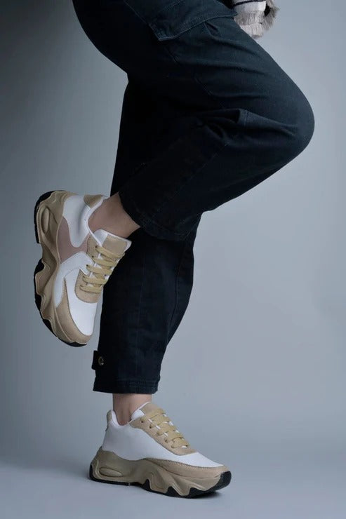 Women Chunky Fashion Sneakers – Stylish Lace-Up Casual Sneakers for Girls Everyday Wear