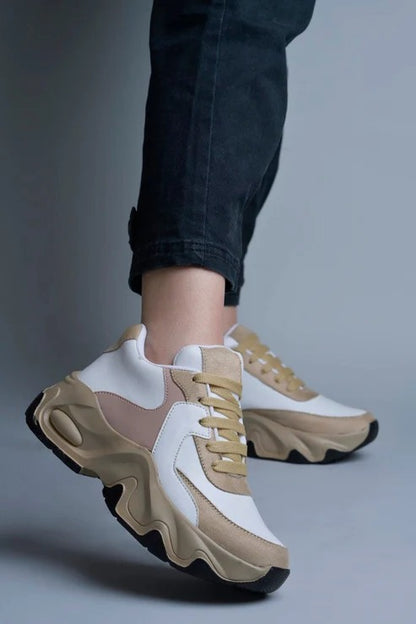 Women Chunky Fashion Sneakers – Stylish Lace-Up Casual Sneakers for Girls Everyday Wear