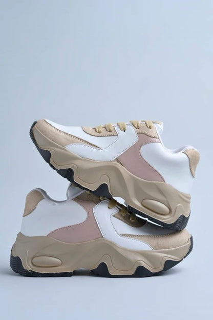 Women Chunky Fashion Sneakers – Stylish Lace-Up Casual Sneakers for Girls Everyday Wear