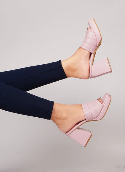 Women Pink Block Heel Sandals | Stylish Open Toe Platform Heels