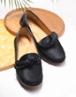 Women Black Bow Loafer Flats – Stylish Slip-On Casual Shoes for Girls Everyday Wear