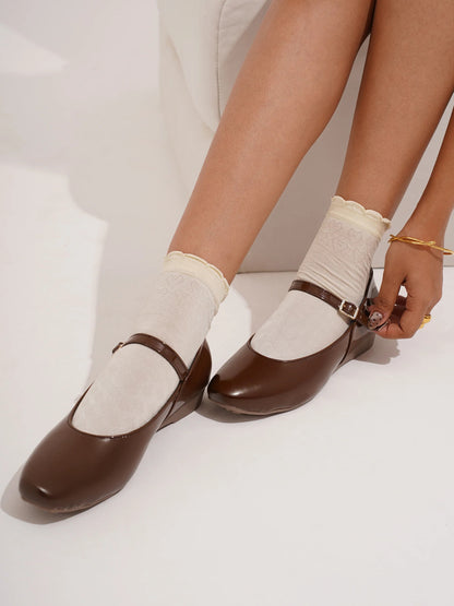 Women Brown Mary Jane Low Heel Shoes – Stylish Closed Toe Strap Shoes for Girls Casual & Office Wear